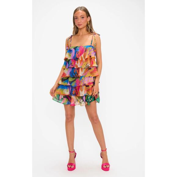 NEW Show Me Your Mumu Rowan Ruffle Mini Dress Midnight in Rio Size XS